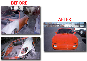 D&D Auto Body before after red car