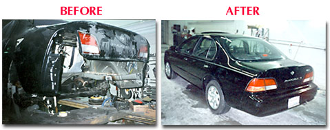 before after D&D AutoBody rear repair